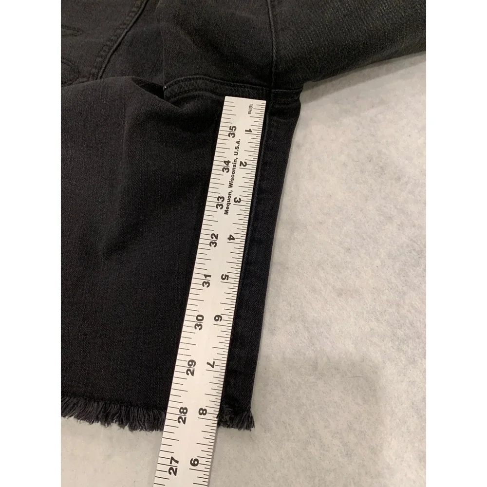 Seven7 Relaxed Bermuda Shorts 4 Black Denim Grunge Fray Hem Womens